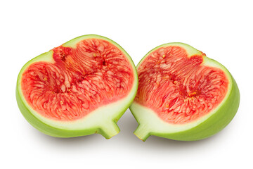 Ripe green fig fruit isolated on white background with full depth of field