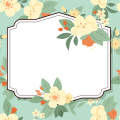 Vintage label on a green background with a floral pattern