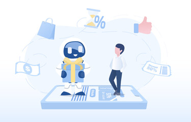 AI robots facilitate customer interactions by sending gift boxes and vouchers. Elements of surprise, rewards, loyalty program, discount vouchers, special promotions to products or services. 