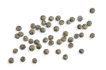 raw french green lentils isolated on white background with full depth of field