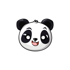 Cute sad Panda face kawaii face vector illustration, vector stock image, panda icon, symbol