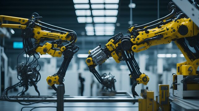the synchronized movements of robotic arms as they assemble intricate components with precision and speed