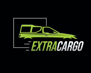 Small Pick Up Cargo Logo Design in light green and black background