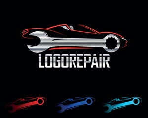 Fototapeta premium Sport Car Logo Mechanic Tool in Light Red and Metallic Effect With Colours Variations