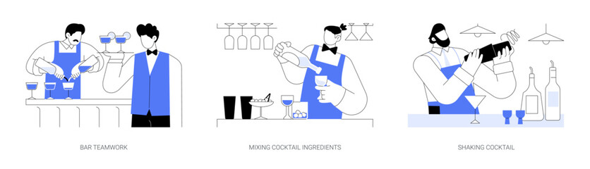 Bartender work abstract concept vector illustrations.