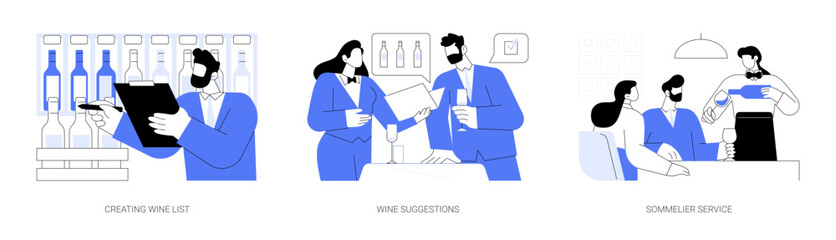 Wine bar abstract concept vector illustrations.