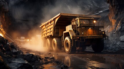 Photo of truck in the mining industry Generative AI