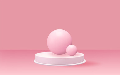 Empty 3d round podium with prism overlay.Light pastel minimal wall scene.Abstract geometric platforms.