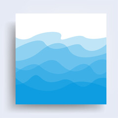 blue wave water banner design with shadow