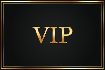 Vector Vip Background. Black card with a slight gradient framed by a gold border. Glow and shimmering gold color. Premium luxury design. Club member card, web site decoration and other