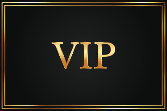 Vector Vip Background. Black card with a slight gradient framed by a gold border. Glow and shimmering gold color. Premium luxury design. Club member card, web site decoration and other