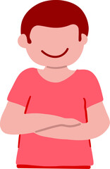 Casual Boy Crossing Hand and Smiling