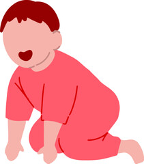 Cute Baby Boy Crawl with Maroon Clothes