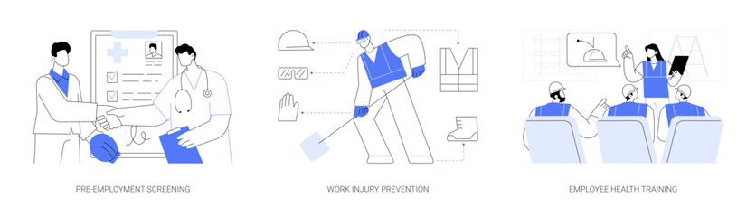 Workplace health abstract concept vector illustrations.