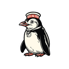 Cute sailor penguin vector logo symbol, sign, vector stock image