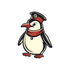 Cute sailor penguin vector logo symbol, sign, vector stock image