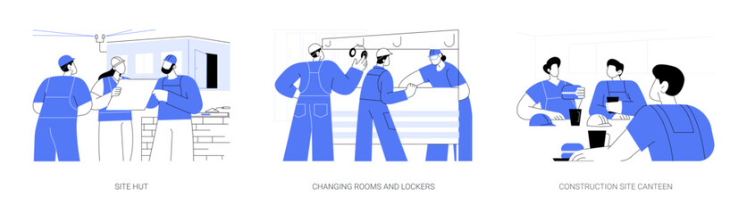 Construction site facilities abstract concept vector illustrations.