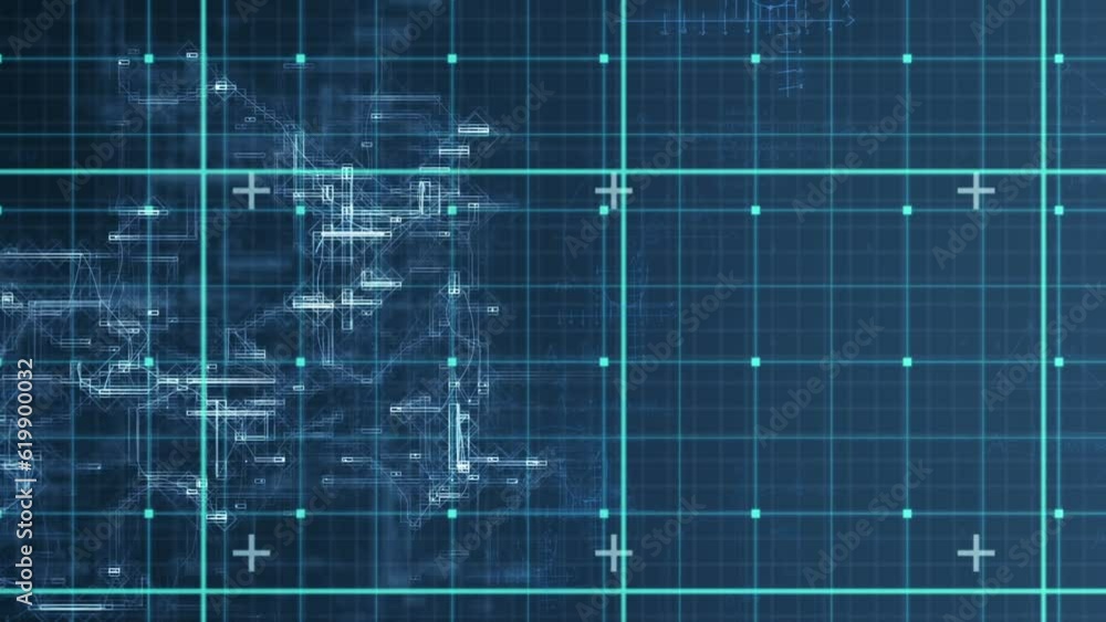 Poster animation of digital data processing over grid