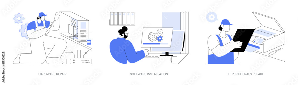 Poster system administration abstract concept vector illustrations.