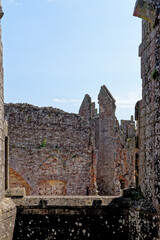 Fototapeta na wymiar Raglan Castle in Summer, Raglan, Monmouthshire, South Wales, UK