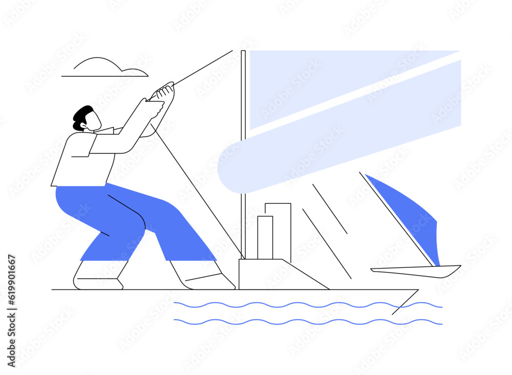 Poster setting a sail abstract concept vector illustration.