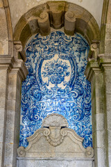 Porto Se cathedral with blue white azulejo ties in Porto Portugal