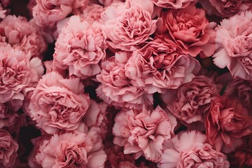 Carnations as background and texture. Generative AI.