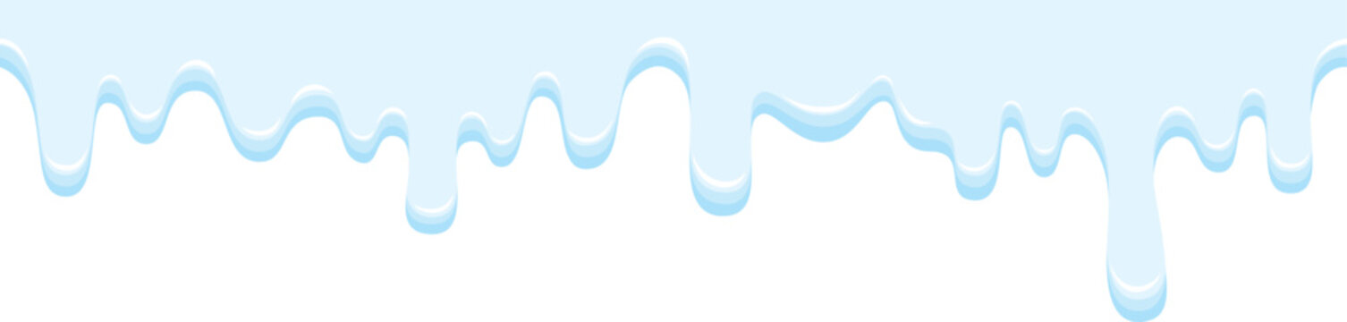 Sweet white ice cream or donut dripping glaze. Isolated seamless melting glaze. Vector illustration	