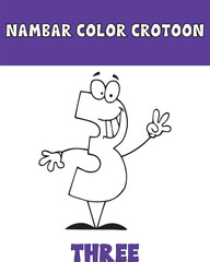 Number coloring book pages- Number three vector