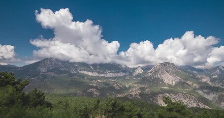 Timelapse of moving clouds over Taurus mountains in Turkey