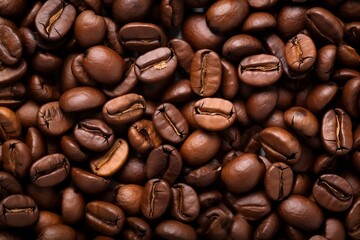 Fototapeta premium Coffee beans as background and texture. Generative AI.
