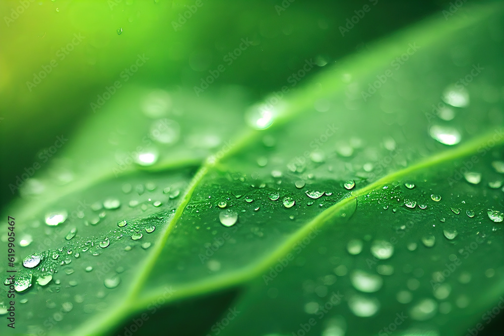 Poster green leaf background close up view. nature foliage abstract of leave texture for showing concept of