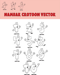 Cartoon numbers collection coloring book vector image 