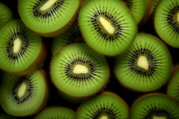 Kiwi fruit as background and texture. Generative AI.