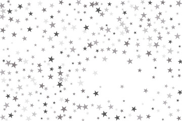 Star confetti. Silver casual confetti background. Bright design pattern.