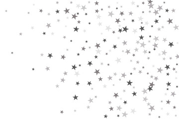 Star confetti. Silver casual confetti background. Bright design pattern.