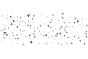 Star confetti. Silver casual confetti background. Bright design pattern.