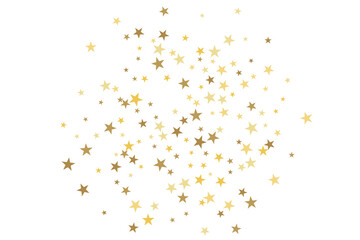 Star confetti. Gold casual confetti background. Bright design pattern.