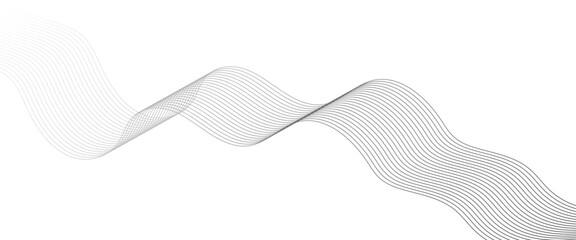 Abstract black wave lines on transparent background. Technology, data science, geometric border pattern. Isolated on white background. Vector illustration.	