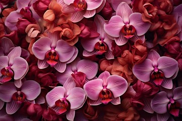 Orchids as background. Generative AI.