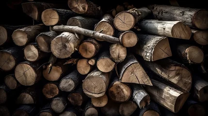 Keuken spatwand met foto stack of firewood © Roland