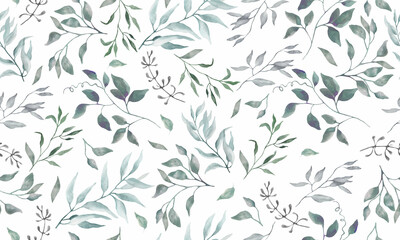 Watercolor floral seamless pattern. Hand drawn illustration isolated on white background.
