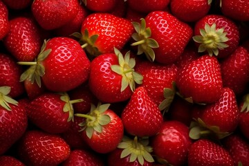 Strawberries as background and texture. Generative AI.