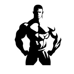 Bodybuilder silhouette illustration 