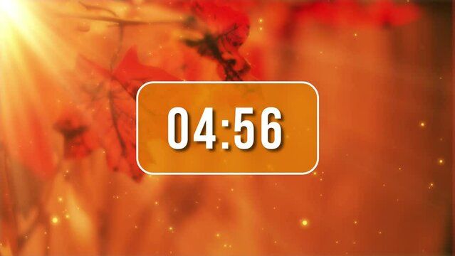 5 minutes countdown, autumn seamless motion background