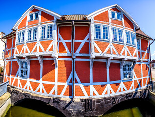 historic buildings at the old town of Wismar - Germany