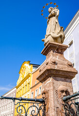 Fototapeta na wymiar historic buildings at the old town of Burghausen - Germany