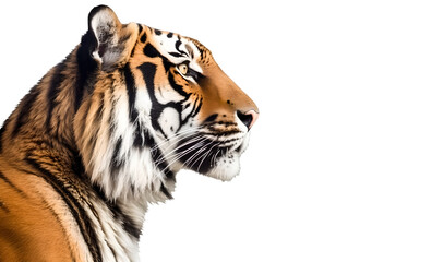 Tiger head portrait, isolated background. Generative Ai