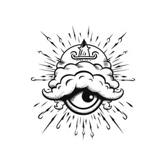 Obraz premium Eye of Providence. Masonic symbol. All seeing eye inside triangle pyramid. eye with cloud iluminati, Isolated vector illustration