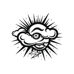 Eye of Providence. Masonic symbol. All seeing eye inside triangle pyramid. eye with cloud iluminati, Isolated vector illustration